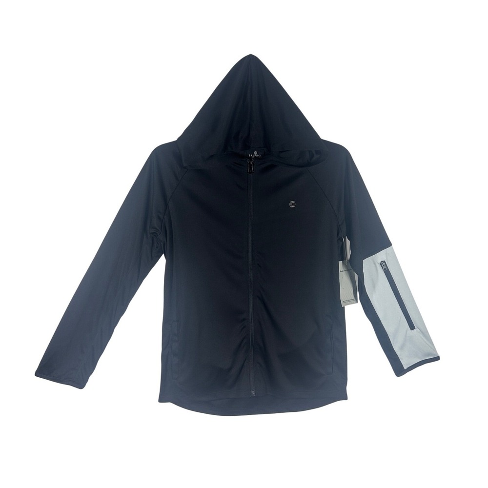 BALANCE COLLECTION Boys Black Hooded Zip Up Athletic Jacket Size Medium‎ NEW